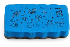 ‎TRODAT Trodat Radierschwamm für Whiteboards – magnetisch haftend, Zeichnungen von Markern und Stiften trocken abwischen – Größe 10,5 x 5,5 x 1,8 cm, Blau