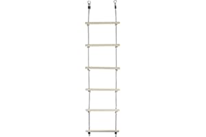 GARDEN GAMES Grande balançoire à 6 échelons en Bois Dur à Suspendre jusqu'à 2,5 m de Haut Idéal pour escalader Une cabane dans Un Arbre ou Une Maison de Jeu