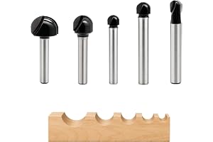 6 mm träfräs, set med 5 konkava rundfräsar för trä, rundfräs för fräsmaskin, 6 mm skaft, för MDF-spår och plywood, 6x6/6x8/6x10/6x12/6x18 mm