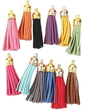 12pcs Bunte Samt Troddel Bezaubert Anhaenger Fuer Taschen Schluesselketten DIY 5.5cm