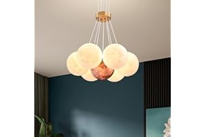DUNMW Creativo Combinato LED Combinato 3D Luna e Pianeta Lampada da Soffitto a Sospensione Lampadario Luna Camera dei Bambini Plafoniera per Camera da Letto, Soggiorno, 42W, 3 Illuminazione