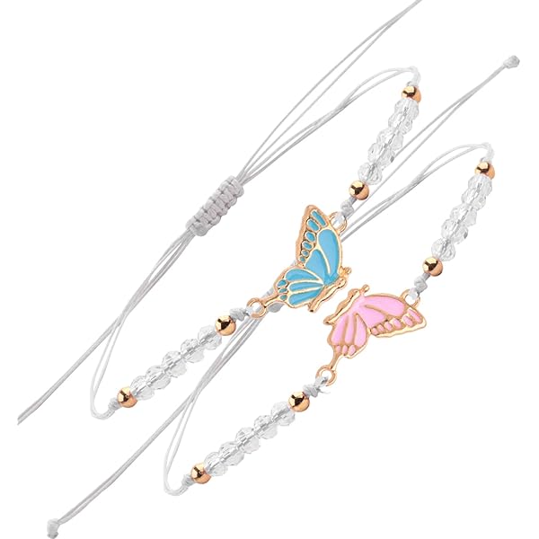 EnixwH 4 Stück Freundschaftsarmbänder - Verstellbare Schmetterlings-Armbänder Für Mädchen