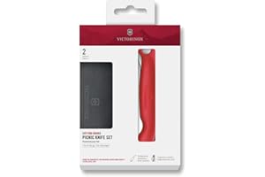 Victorinox Swiss Classic Foldable Picnic Knife and Cutting Board, for Fruit, Vegetables, Bread Rolls, Serrated Edge, Extra Sharp, Red