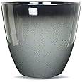Gr8 Garden Large Round Glazed Effect Egg Cup Planter Patio Flower Plant Pot Tub[Grey]