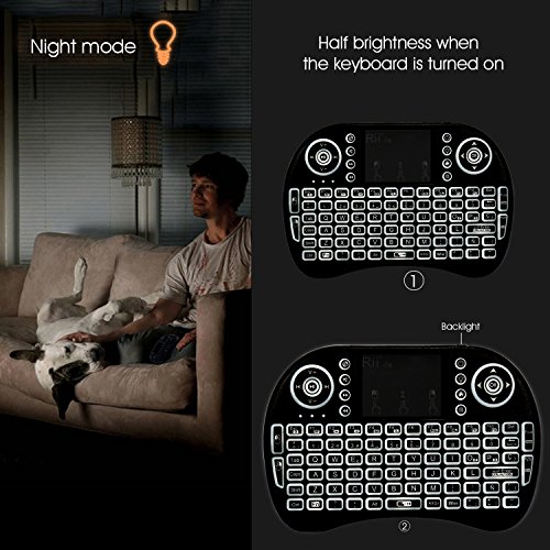 Rii mini i8s Mini teclado Inal  mbrico  Layout Espa  ol  - 2 4GHz Mini Teclado retroiluminado ergon  mico con doble rat  n touchpad para Smart TV  Mini PC Android  Pad  Andriod   Google TV Box  Raspberry PI