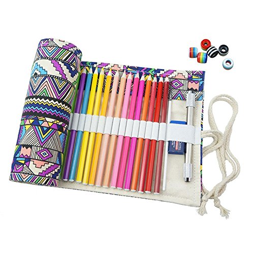 niceEshop(TM) Handgefertigt Leinwand Stifterolle für 36 Farbstift Bleistift