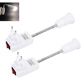 E27 Wall Lamp Holder with Switch and Arm, AC 230V, Bed Lamp E27 Base, Pack of 2 (without Bulb)