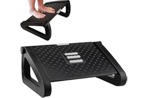 KUHAJANCOOD Foot Rest Under Desk, Adjustable Angle 6 Different Height Ergonomic Foot Rest, Under Desk Foot Rest with Massager Function for Office and Home