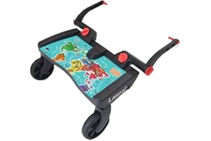 CHEEKY RASCALS LTD Lascal Maxi BuggyBoard, Compatible with 99% of Pushchairs, Extra Large Anti-Slip Platform, World Map 2020