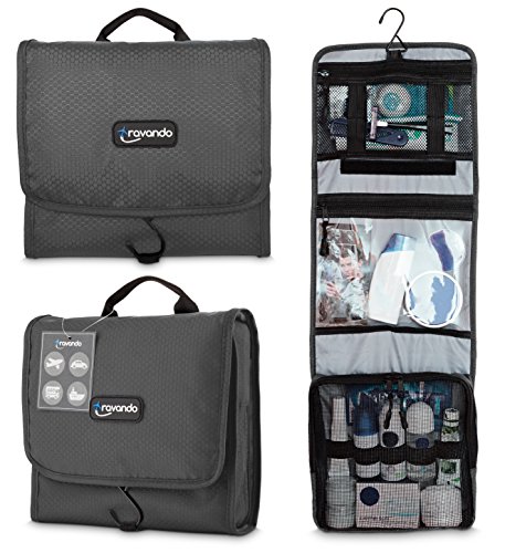 Travando ® Premium Kulturtasche zum Aufhängen | Faltbarer Reise Kulturbeutel mit Tragegriff | Multifunktionale Toilettentasche, platzsparende Kosmetiktasche, Waschtasche, Waschbeutel für Herren, Damen - 2