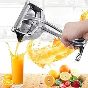 One94Store Manual Hand Press Fruit Juicer Heavy Quality Metal Aluminum alloy Juicer with Detachable Lever and Removable (Silver Color)