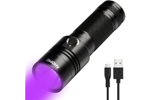 AHOME V3 - Torcia elettrica UV con luce nera [USB ricaricabile] 10 W, luce nera 395 nm, lampada a LED ultravioletta, ricerca di scorpioni e rilevatore di urina per animali domestici con batteria da