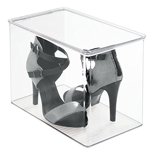 mDesign Schrank-Organizer Schuhkarton Aufbewahrungsbox, für Hackenschuhe, hohe Pumps, Stiefel - Durchsichtig