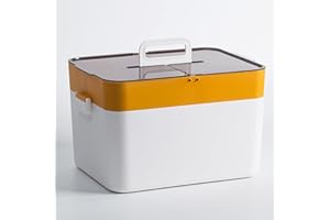 Lihaian Medizinbox Hausapotheke Box Tragbare Plastik Erste Hilfe Box, Aufbewahrung Großer Medizinschränke Medizinkoffer Doppelschichtiger Aufbewahrungskoffer für zu Hause (Gelb)