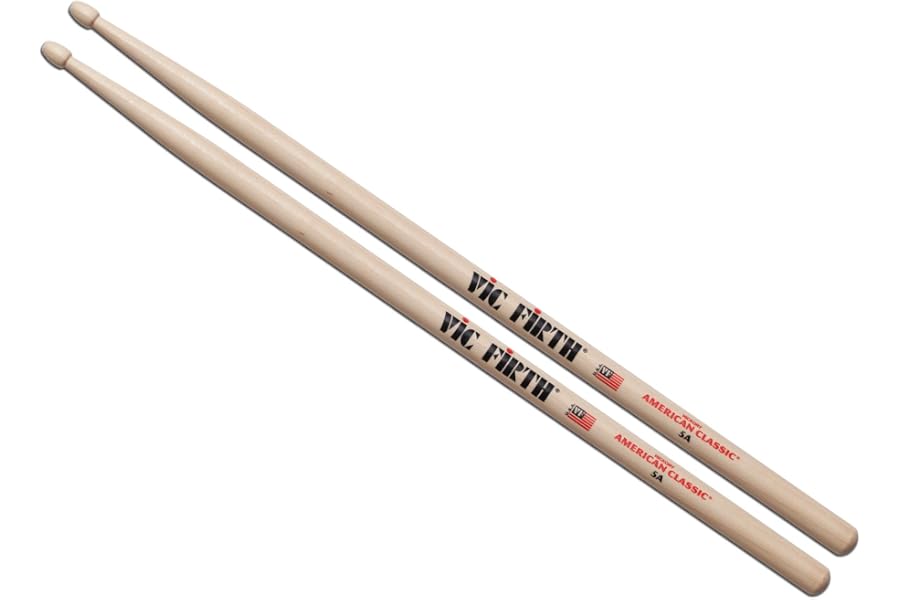 Vic Firth 5A - Baqueta para cajas y baterías (longitud 16", punta de madera), color marrón