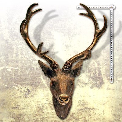 Hirschgeweih Hirschkopf Geweih 10-Ender in Bronze-Optik 51 x 60 cm - 2