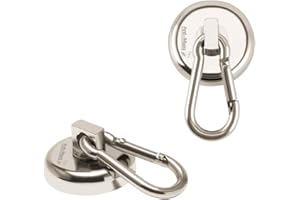 Ant Mag - Carabiner Magnetic Hook 36 kg Heavy Duty Neodymium Magnetic Carabiner with Rotating Carabiner Hook for Indoor/Outdoor Hanging Bagnet Grill Kitchen Purse Factory Warehouse Office (Pack of 2)