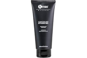 Kmax Gel capelli con fibre di cheratina effetto volumizzante 200ml, Gel colorato per capelli diradati, Gel per capelli Uomo e Donna - Nero