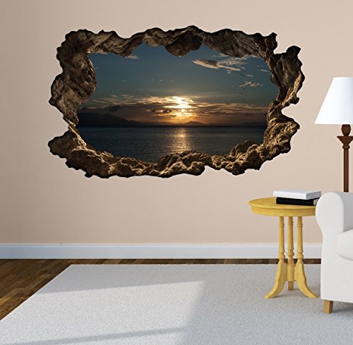 3D Wandtattoo Meer Ozean Sonnenuntergang Wasser Wandbild Wandsticker selbstklebend Wohnzimmer Wand Aufkleber 11E527, Wandbild Größe E:ca. 168cmx98cm