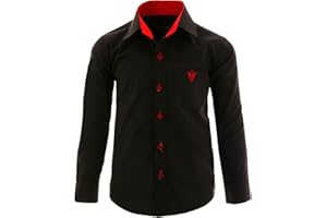 GILLSONZ A4vDa Kinder Party Hemd Freizeit Hemd bügelleicht Lange Arm mit 9 Farben Gr.86-158