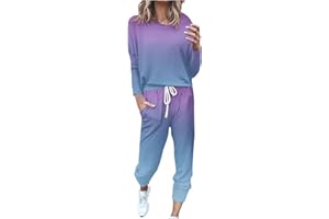 HAOLEI Survêtement Femme Ensemble de Sport 2 pièces Ensembles de Sweatshirt + Pantalon Casual Pyjama D'Intérieur Jogging Pullover Outwear Tenue Yoga Sportswear