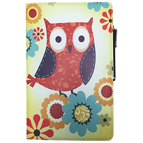 Lenovo MIIX 310-10ICR – Drehbare Tablet Schutz Hülle Etui mit Standfunktion + Touch Pen – 10.1 Zoll Eulen mit Blumen 360° - 3