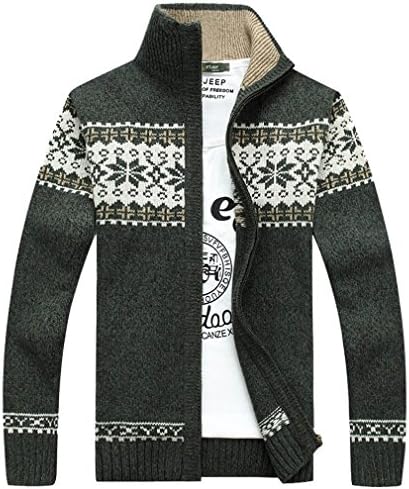 WTUS Mens Knitted Cardigan Full Front Zip Closure Dual Tone Design Zipper Top