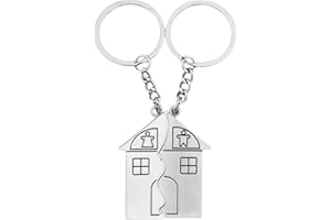 Voarge Llaveros Personalizados, forma de casa puzzle, amor, llavero de acero inoxidable, parejas, llavero, familia, 2 Unids Llaveros Set de la Decoración para Hombres y Mujeres