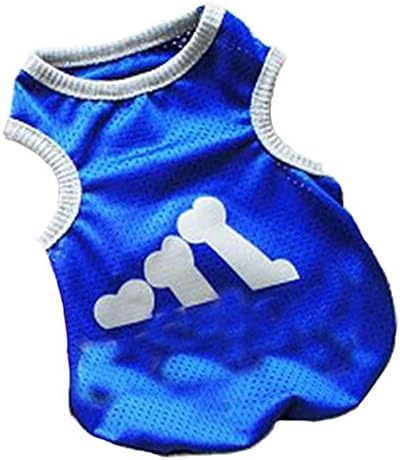 Crasy Shop Fashion Pet Summer Vest T-Shirt Dog Puppy Adidog Apparel Sportwear for Small Medium Puppy Dogs Cats (S, Blue)