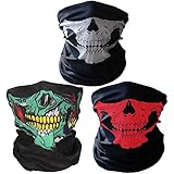 Ritche Black Breathable Seamless Tube Skull Face Mask,3 Piece Motorcycle Face Mask,Colorful (white/red/green)