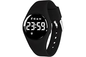 Bigmeda Montre Enfant Numérique Enfant avec Chronomètre, Eclairage, Alarme, Date, Podomètres Marche, Surveillance du Sommeil Montre pour Enfants Sport pour 10 Ans Fille Garçon (Rond Noir)