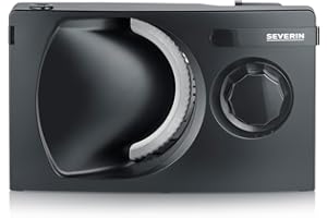 SEVERIN - Cortafiambres eléctrico con corte 0-15 mm, cortadora de fiambre apta para carne, pan y queso, máquina para cortar, rebanadora con protector de dedos, Negro, 100 W, AS 9578