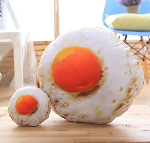 FlowerKui 3D Interesting Cute Fluffy Fried Egg Shape Cushion Chair Back Support Sofa Pillow