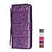 Price comparison product image LA-Otter Leather Flip Cover Compatible for Apple iPhone 7 8 Wallet Case Elephant Purple Full Body Protection + Silicone Gel Rubber Bumper Shockproof