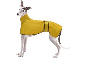 Geyecete Windhund Leicht Hundejacke Regenjacke, Hunderegenmantel Wasserdicht Verstellbar Windhundejacke Whippets Reflektierend Mantel Poncho fur Greyhounds, Lurcher und Whippets-Gelb-XL