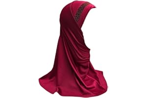 Yaqeen Girls instant headscarf hijab al Amira with glitter borde, readymade pull on scarf, ideal for any occassion school/nursery