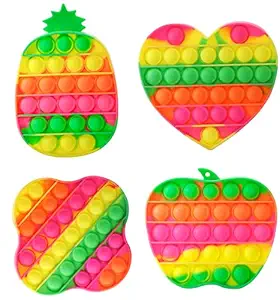 4 Pack Pop It Pop Its Rainbow Pop Fidget Toys Poppet Push Pop Bubble Fidget Popping Sensory Toy for Kids and Adults - Mini Pop It Unicorn Big Gifts for Children, Fidget Popper Stress Relief Fidget