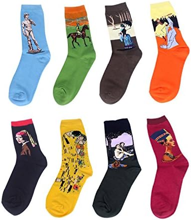 LJ Sport Men Art Socks Art Retro Painting Series Christmas Gift Men Socks Oil Painting Socks (Multicolour 78151)