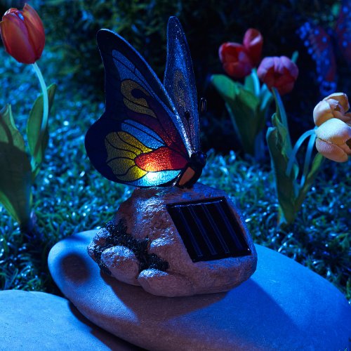 Lunartec Solar-LED-Schmetterling mit Echtglas-Mosaik-Flügeln - 2