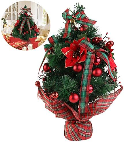 NICEXMAS Mini Tabletop Desktop Christmas Tree with Bows and Baubles Ornaments Decorations,45cm