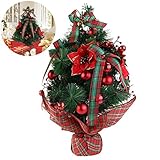 NICEXMAS Mini Tabletop Desktop Christmas Tree with Bows and Baubles Ornaments Decorations,45cm