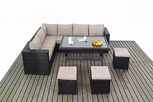 Kingston Garden Furniture Corner Sofa Dining Table Set 