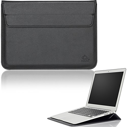 XGUO PU Ledertasche/ Hülle für MacBook Air 13.3 MacBook Pro Retina 13.3 zoll mit Halter Surface Pro 3/4 iPad Pro 12.9 Sleeve Hülle Tasche mit Ständer Erhöhung Schutzhülle(13.3 Zoll, Schwarz)