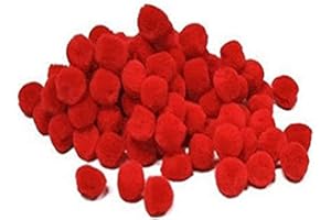 RED Fluffy pom poms 10mm - Pack of 100 by arkCRAFT