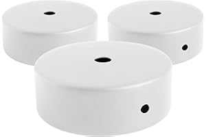 AMARCORDS - 3 Rosoni Lampadario in metallo, coprifili per lampada completo di accessori fermacavo viti e staffa da soffitto. Diametro 77mm altezza 26mm colore BIANCO