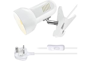 Milpoel Clip On Reading Light, Desk Lamp, E27 Bulb Holder, Clamp Lamp for Reading in Bed or Deep Focus, Sleek Lightweight Design Perfect Bed Light for Reading