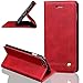 Produktbild Wallet Hülle Für Apple iPhone 7 Plus Hülle Leder [Rot] Muster Tasche Flip Case ISENPENK,Bookstyle Case Handyhülle Lederhülle 3-in-1 Geldbörse Tasche,Schutzhülle Mit Ständer Standfunktion Tasche Credit Card Slots