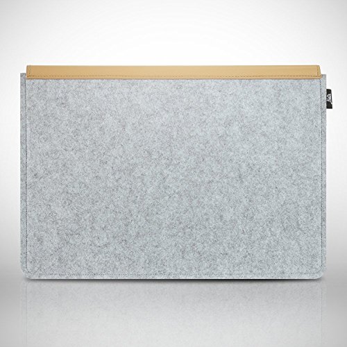 13-13.3 Zoll MacBook Air Hülle / MacBook Pro Retina Hülle, Natur® 13″ 13.3″ Filz Sleeve Notebooktasche Laptoptasche Hülle Ultrabook Laptop Tasche aus PU Leder Laptop Schutz Hülle mit Zusatzfächern und extra Beutel – Grau/ Braun PU Leder - 3
