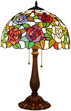 Tiffany Lamp-red/Roses Decorate/European Style,Bedroom Bedside Table Lamps/The Wedding Gift-D