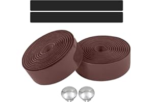 HAOHAI Nastro per manubrio della bicicletta, nastro per manubrio per bici da strada, per ciclismo, ciclismo, manubrio e bici, con nastri di finitura e tappi per barre (marrone)